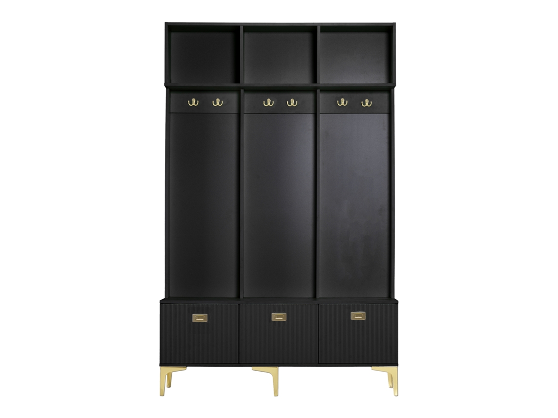 Mueble de entrada moderno con perchero y zapatero negro Mobrio