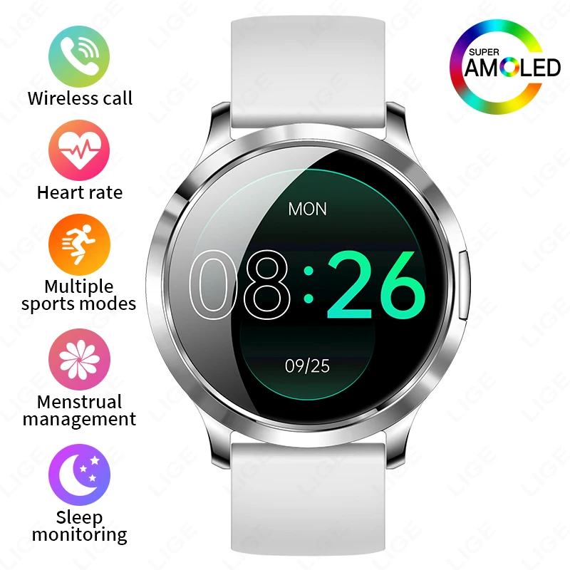 Reloj Inteligente (plateado), Amoled, 1,32 Pulgadas, Monitorización De Frecuencia Cardíaca Y Sueño, Deportes Y Fitness.