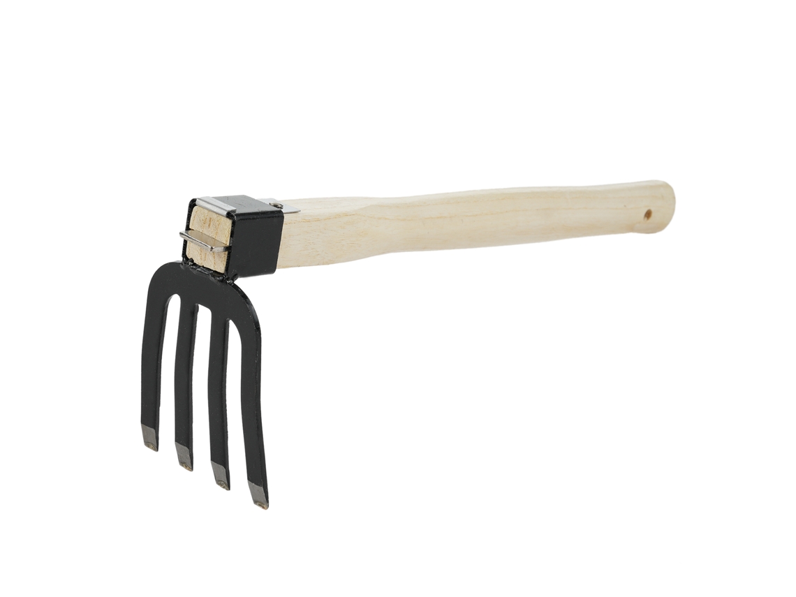 Rastrillo De Jardín Con Mango Corto De Madera, Herramienta Manual Antideformación, Ideal Para Aflojar O Eliminar Malas Hierbas Del Suelo.