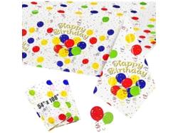 Rebe-manteles Desechables Para Fiesta, 2 Piezas Cubiertas De Mesa De Cumpleaños Con Globos Coloridos
