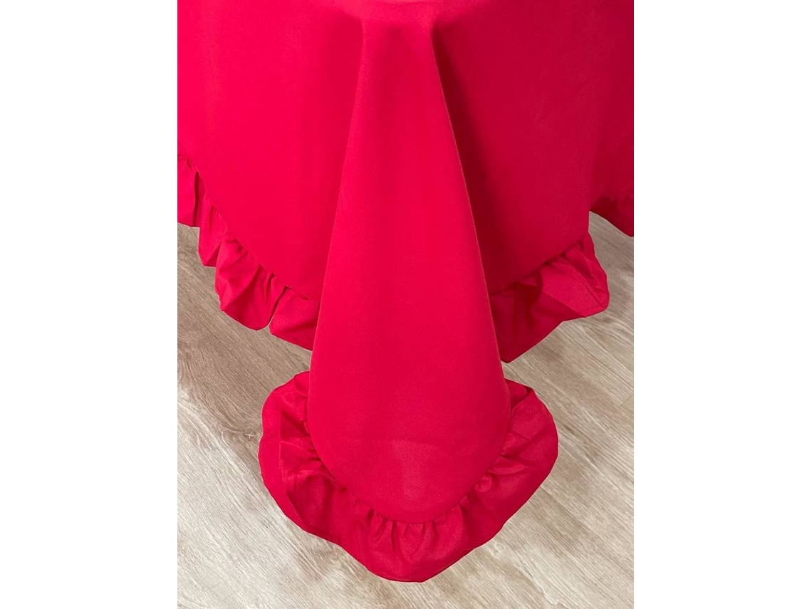 Mantel Con Volantes ILMH BY I LOVE MY HOME 160x300cm - Rojo Liso