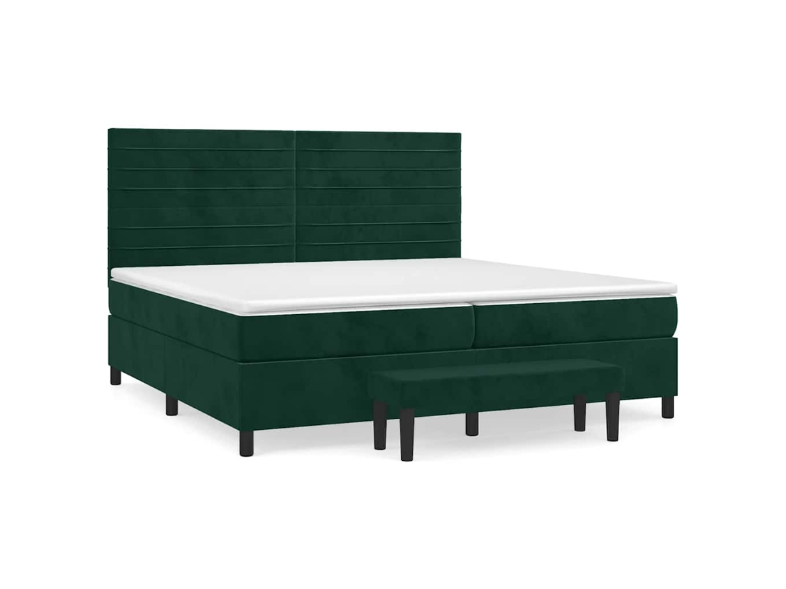 Maison Exclusive - Cama Box Spring Con Colchón Terciopelo Verde Oscuro 200x200 Cm