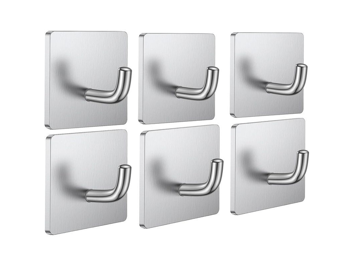 2026-gancho Adhesivo De Acero Inoxidable Resistente Al Agua Para Baño Cocina Ropa Toalla Puerta 15 Libras Sin Taladrar
