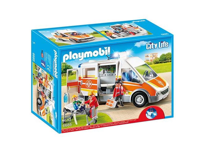 PLAYMOBIL City Life: Ambulancia con luces y sonido - 6685 (Edad Mínima: 4)