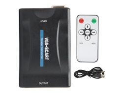 Adaptador Convertidor De Video Hd De Vga A Scart Con Cable De Carga De Control Remoto Negro