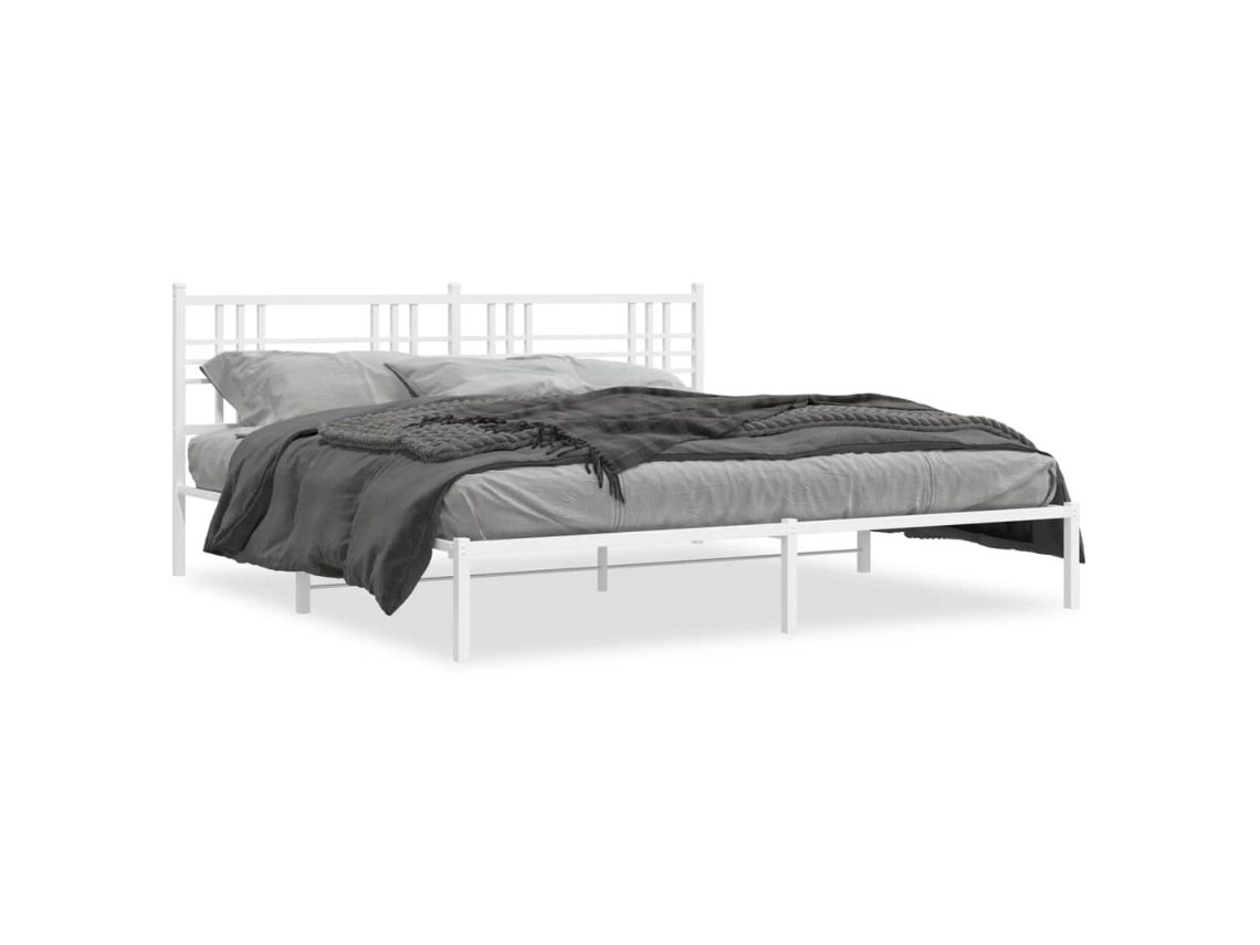 Maison Exclusive - Estructura Cama Sin Colchón Con Cabecero Metal Blanco 193x203cm