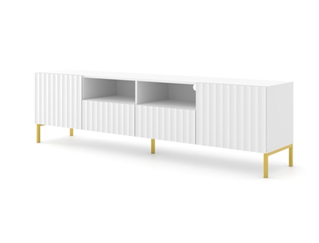 Mueble de TV AKL FURNITURE PRIVATE Tv (Blanco y Dorado - Madera de Ingeniería - 200x42x56 cm)