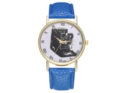 Reloj De Pulsera Analógico Para Hombre Y Mujer Con Correa De Pu Y Esfera Grande Azul Marino.