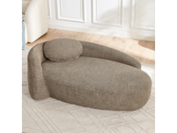 Sillón individual - tejido teddy fleece, diseño redondeado y minimalista, cojín incluido - marrón