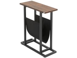 Mesa Auxiliar Revistero Acero Industrial 49x19x55 Cm Negro Marrón