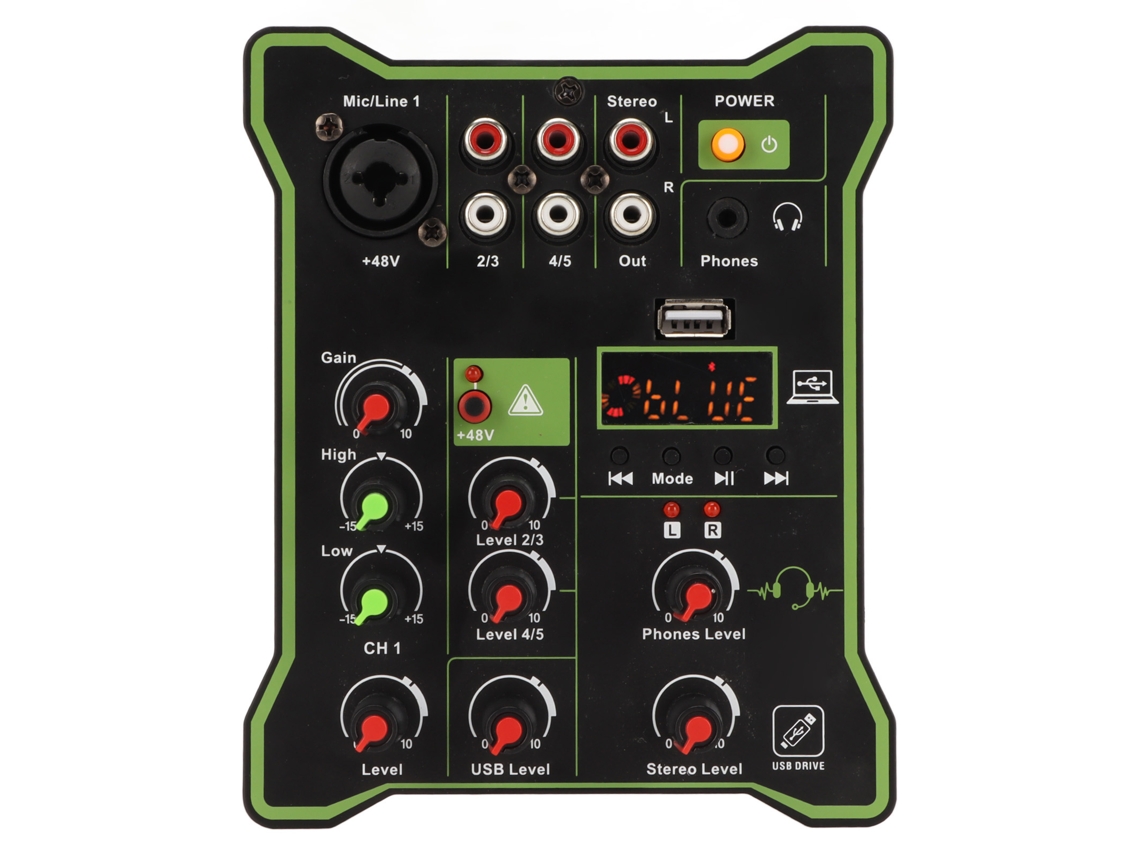 Mezclador Profesional De Mp3 Usb Bluetooth De 5 Canales Para Grabación De Dj, Ktv Y Escenarios.