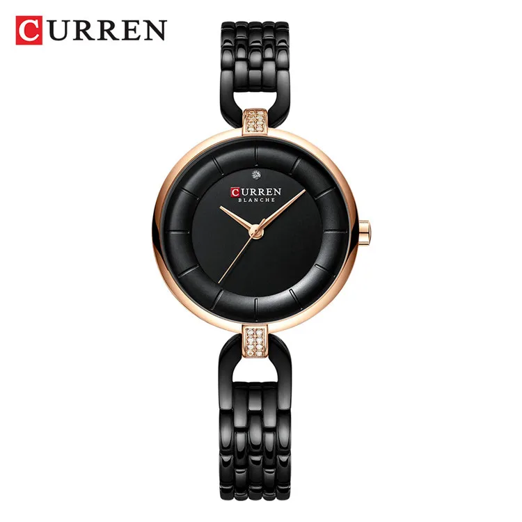 (negro) Reloj De Mujer Con Correa De Malla De Acero Inoxidable