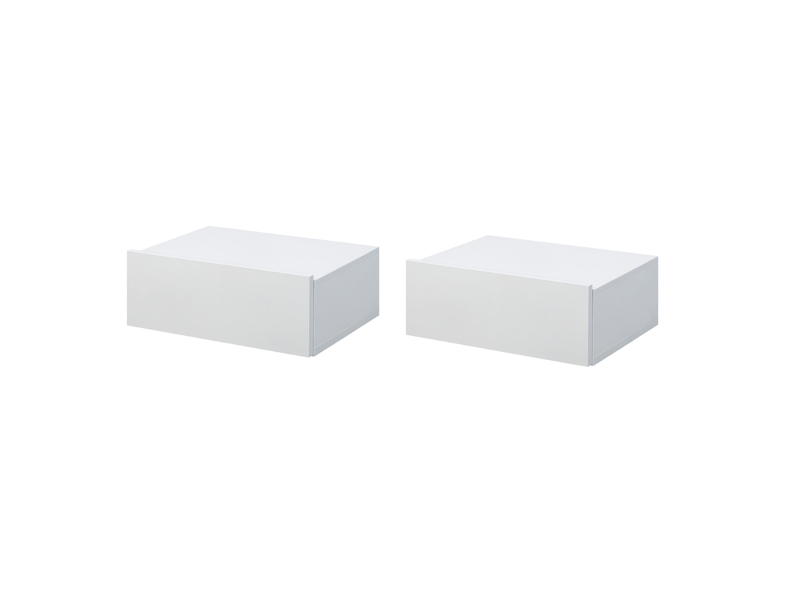 Juego De 2 Mesitas De Noche De Pared Con 1 Cajón, Diseño Moderno En Color Blanco.