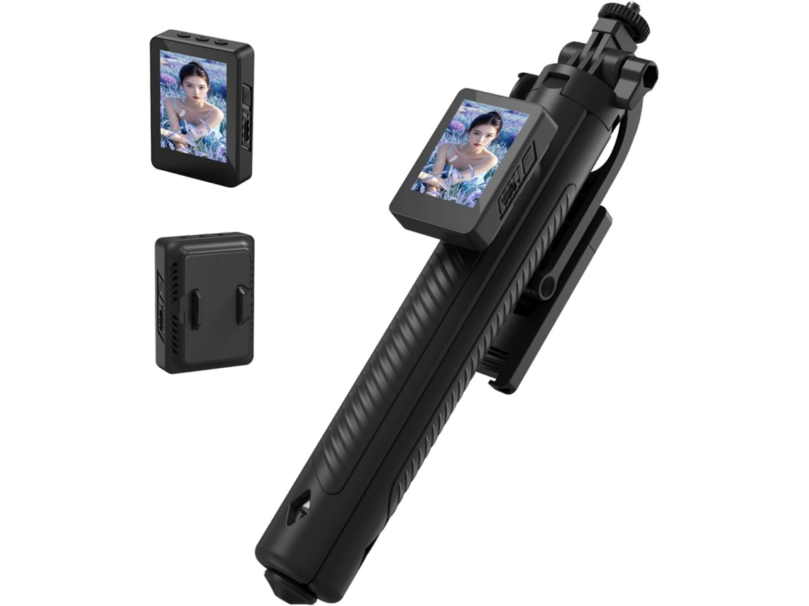 Cámara Para Selfies En La Pantalla Trasera Y Palo Selfie Giratorio De 360° De 1,7 M Para Influencers.
