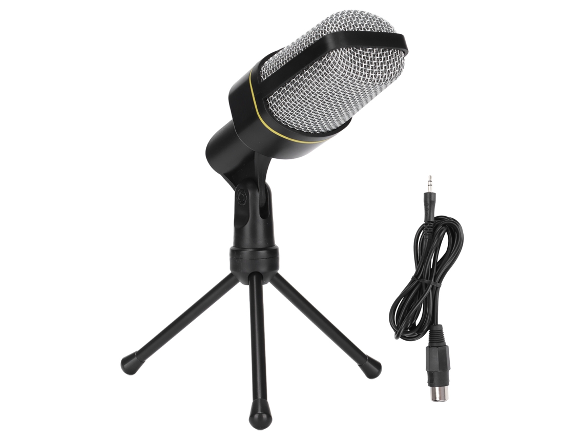 Mali microfone Condensador Profissional com Tripé 3.5mm Omnidirecional para Gravação, Conferências, Laptops, Celulares