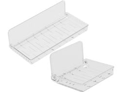 Juego de 2 estantes de ducha plegables de pared, transparentes, organizadores de baño, Gokoco