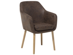 Cadeira Tipo Poltrona Elegante E Vintage Beliani Yorkville De Pele Sintética Castanho 56x46x82