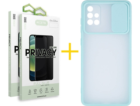 Carcasa + 2 Protectores de Pantalla para Samsung Galaxy A71 ACCETEL Verde Agua