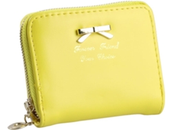 Cartera De Mujer En Cuero Pu - Monedero Y Tarjetero Moderno - Amarillo