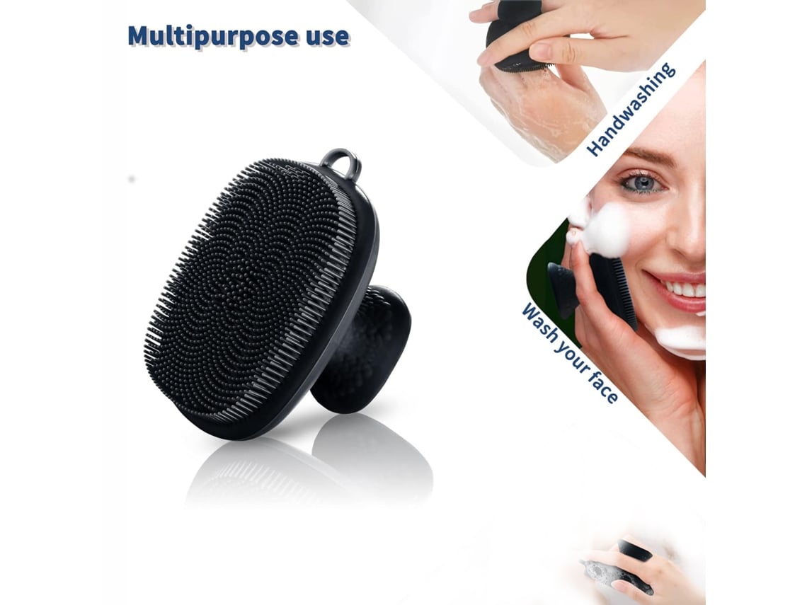 Limpiador facial de silicona para uso doméstico, de mano, resistente al agua, para limpieza, cuidado de la piel y exfoliación facial - Negro