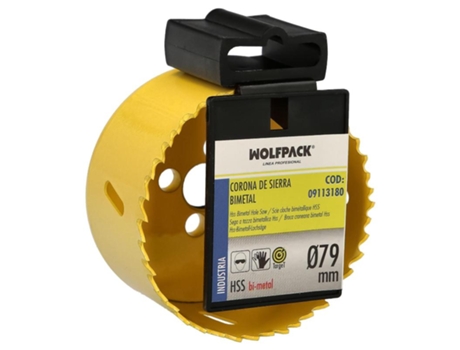 Corona Sierra Bimetal Ø 79 mm Templado Termico. Base Reforzada. Corona Madera. Broca Agujeros Madera. Acero. Hierro. Plasticos WOLFPACK LINEA PROFE...