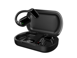 Fones De Ouvido Sem Fio Bt 5.3 Condutivos De Ar Com Display Digital, Design De Gancho Para Orelha, Mono, Preto