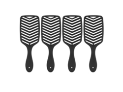 4 cepillos huecos para masaje del cuero cabelludo, desenredantes y peines para peinar, color negro.