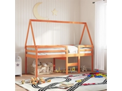 Techo De Cama Infantil Madera Maciza Pino Marrón 199x95,5x88 Cm