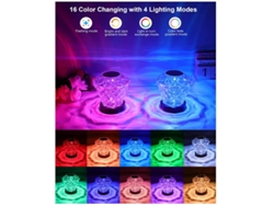 Lámpara de cristal rosa con control táctil, 16 colores RGB y atenuador, luz nocturna Bestvite Diamond, lámpara de mesita de noche