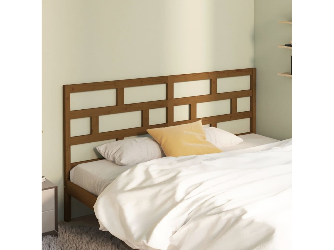 Cabecero De Cama Madera Maciza De Pino Marrón Miel 206x4x100 Cm