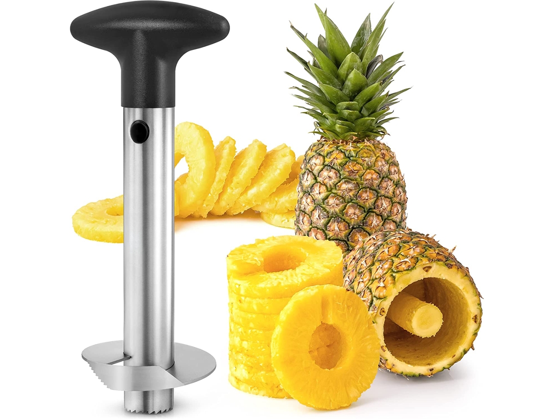 Ferramenta Descascador de Frutas com Casca Abacaxi Saco Opp Cortador Aço Inoxidável Preto para Fácil Remoção e Corte Do Núcleo 