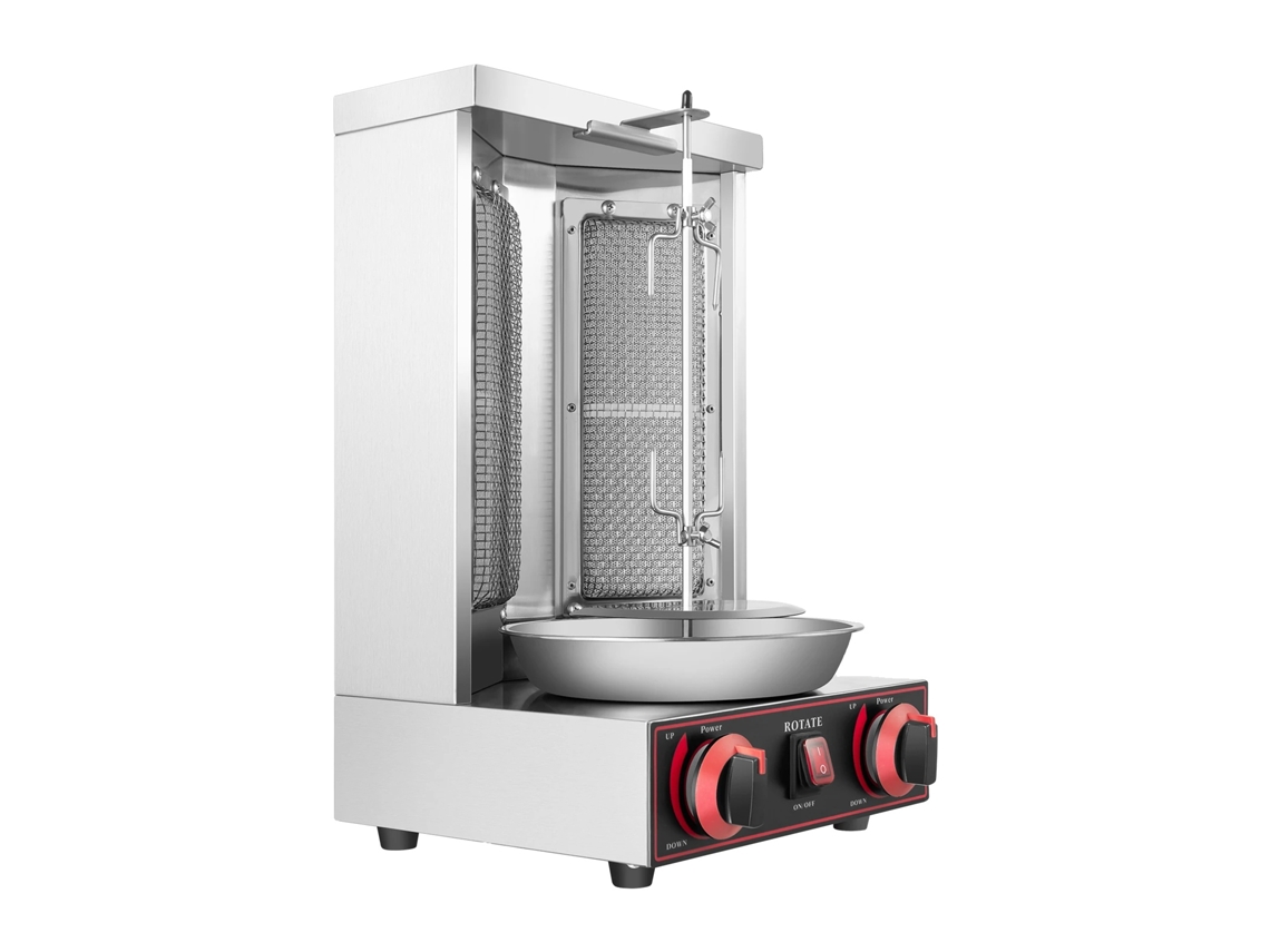 Máquina vertical de gas para shawarma, 3000 W de potencia, sistema de doble llama, color negro OEM