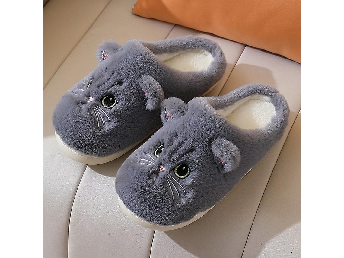 2026-pantuflas Fluffy De Gato Para Mujer Y Hombre Invierno Plush Suaves Zapatos Interiores Heflashor