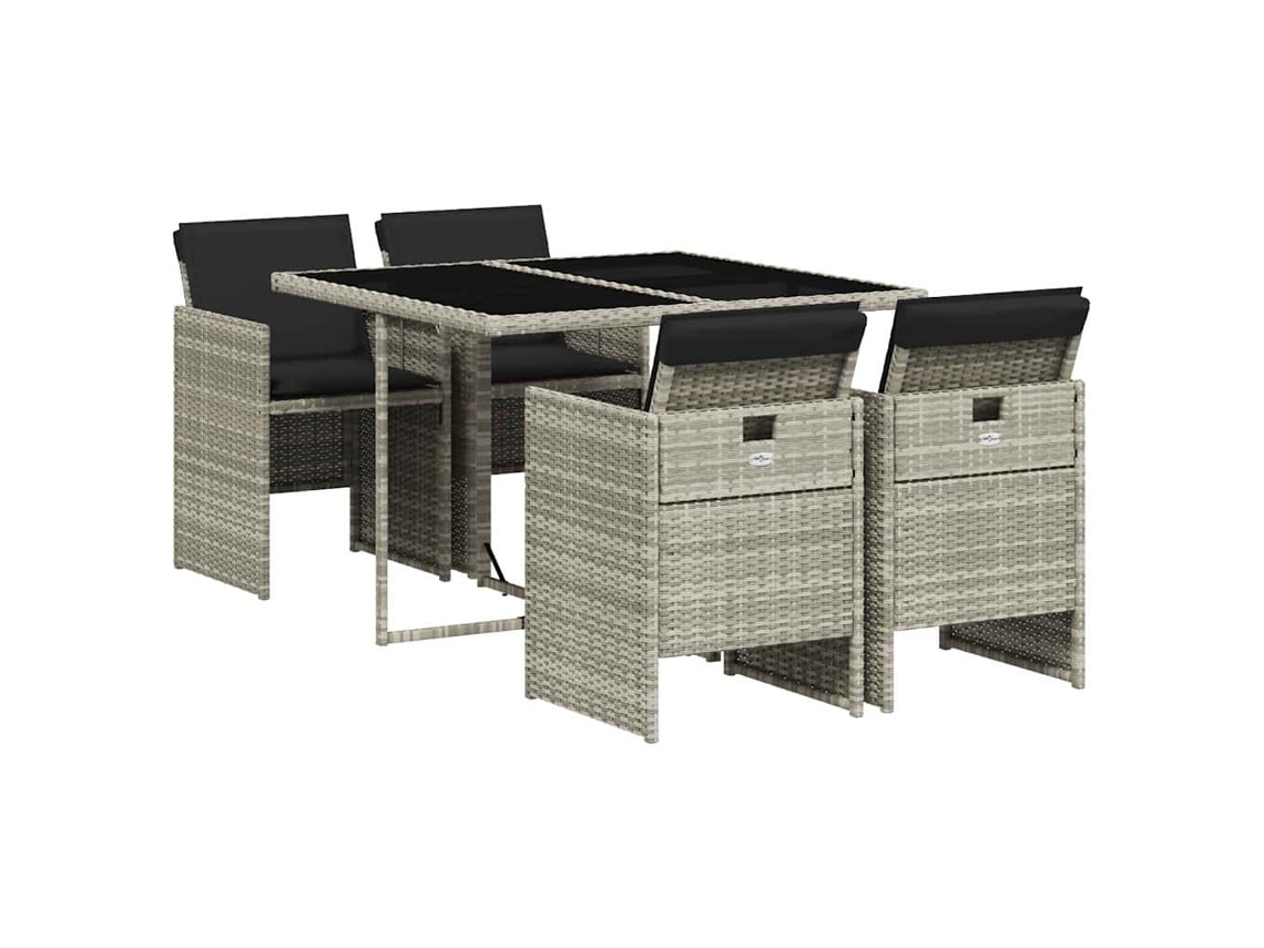 Maison Exclusive - Set Comedor De Jardín 5 Pzas Cojines Ratán Sintético Gris Claro