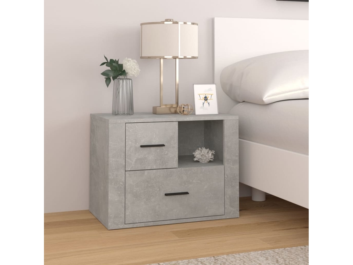 Mesita de Noche 60X36X45 Cm Derivados Madera Gris Cemento