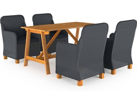 Conjunto 5 de comedor para jardín de VIDAXL gris oscuro
