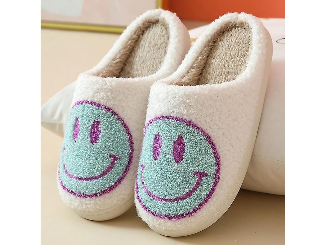 2026-zapatillas De Casa Mujer Con Peluche Carita Sonriente Suelas Antideslizantes Suaves Talla Asiática 39-40 Verde