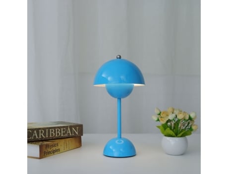 Lámparas de mesa LED recargables con forma de capullo de seta azul
