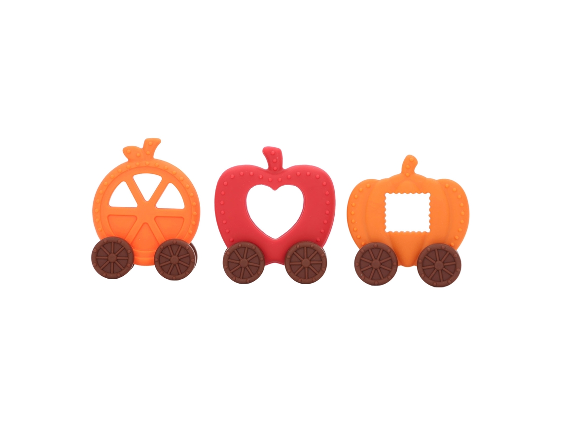 Juego De Chupetes De Halloween Para Bebé, De Silicona Lavable, Con Diseños De Calabaza, Manzana Y Naranja.
