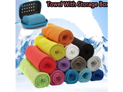 Azul Cielokaload 1 Toalla Refrescante Secado Rápido Caja Almacenamiento Suave Transpirable Absorbente Sudor Bufanda Correr Yoga Gimnasio