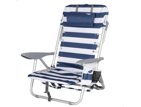 Silla playa plegable baja mochila 4 posiciones rayas c/cojín y bolsillo AKTIVE