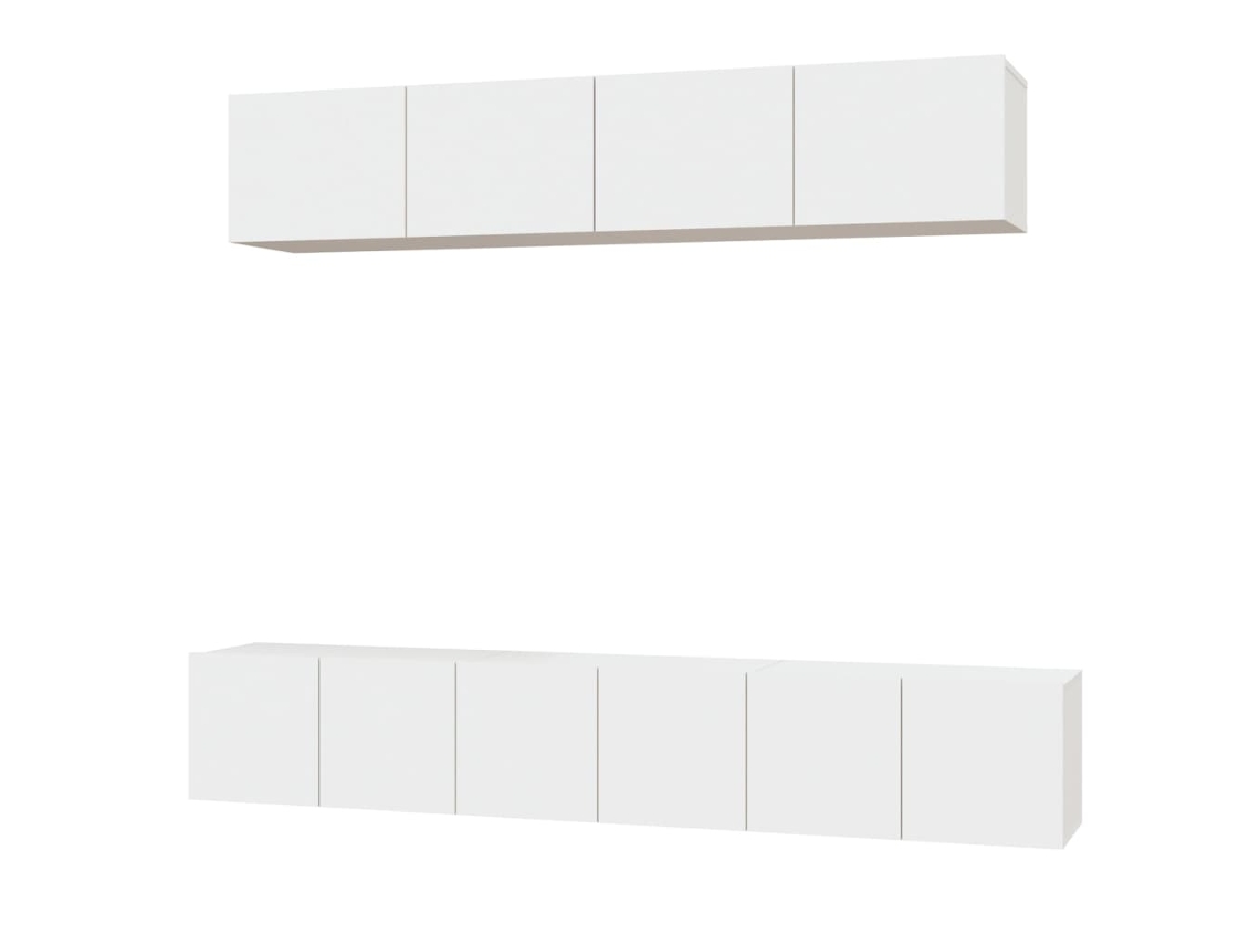 Conjunto de mueble para TV de 5 piezas, madera procesada, blanco, MAISON EXCLUSIVE