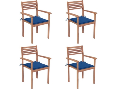 Conjunto 4 Silla de exterior VIDAXL Azul Teca (56x51x90 cm)