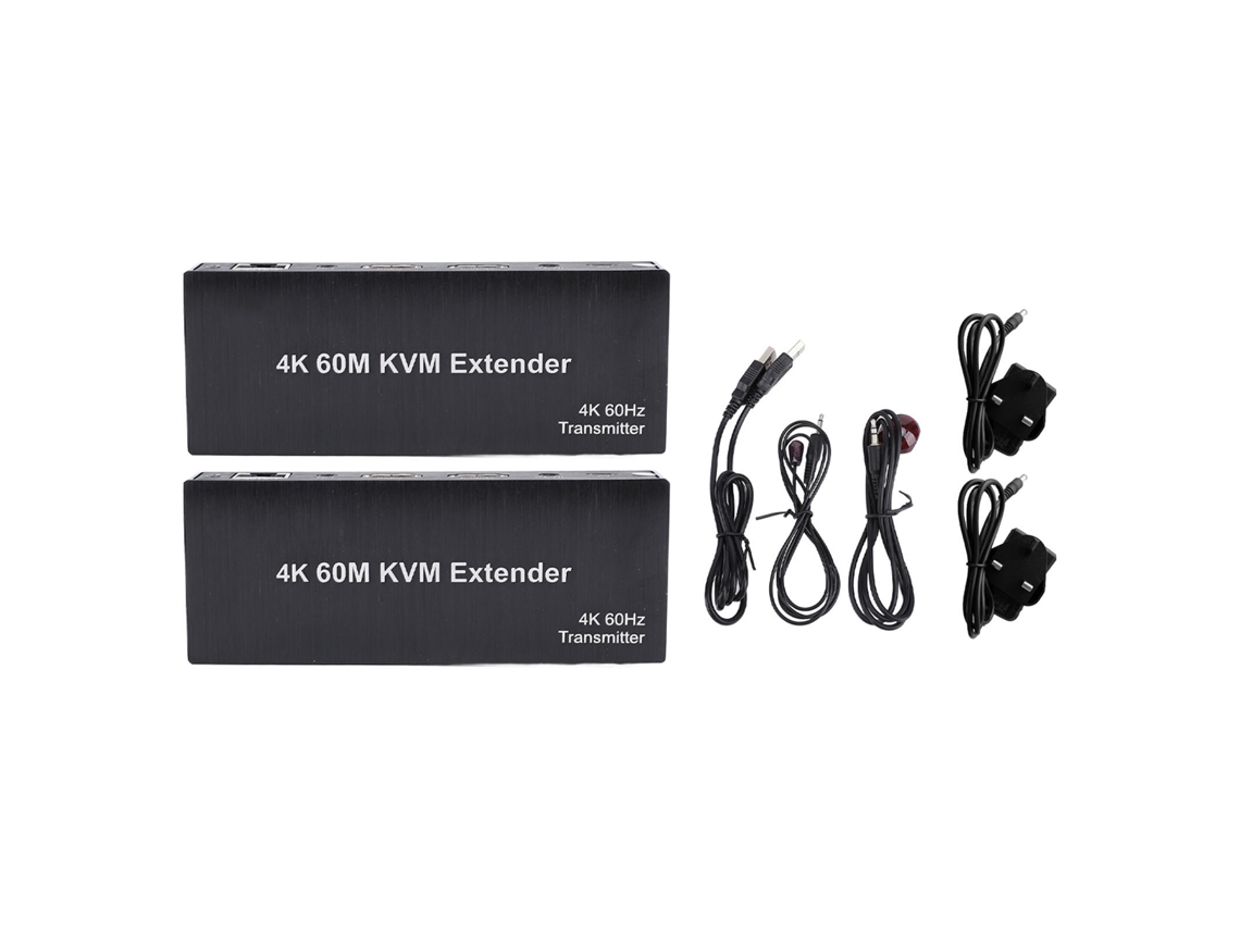 Extensor Kvm Usb Con Interfaz Multimedia Hd. Transmite Vídeo 4k A 60 Hz Hasta 60 M Con Cable Cat5e. Enchufe Británico De 6 Y 7 Pulgadas.