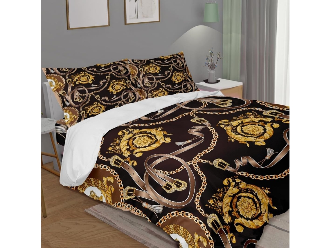 Juego Ropa Cama Microfibra Funda Nórdica Estampado Diseño Almohada Diseño Microfibra 200x200 Cm