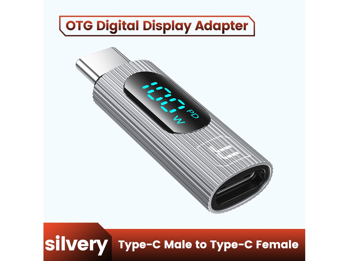 Adaptador USB-C de 100 W, adaptador de pantalla USB-C a USB 2.0, conector OTG, para MacBook Pro/Air/Samsung S9, color plata