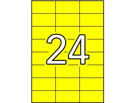 Etiquetas Adhesivas Permanentes en A4 100 Hojas APLI (Amarillo - 70 X 37 mm)