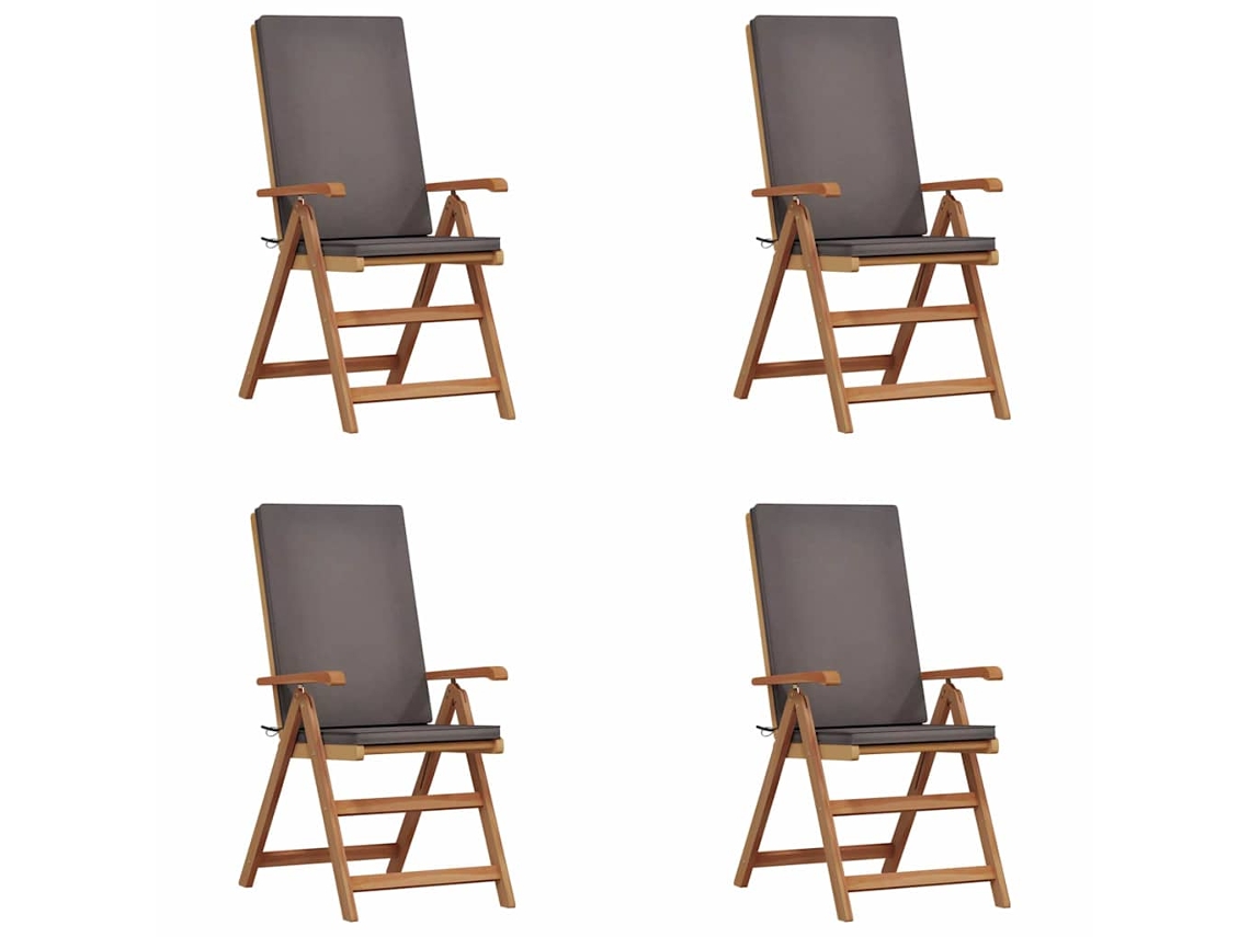 Maison Exclusive - Cadeira De Jardim 4 Pcs Marrom E Cinza 57 X 71,5 X 104 Cm