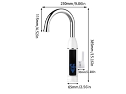 Calentador de agua instantáneo con válvula y pantalla LCD.