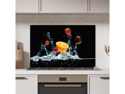 Panel antisalpicaduras para cocina - Agua - Frutas - Naranja - Fresa - Cereza - Negro 90x60 cm